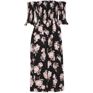 Topshop Off the Shoulder Floral Midi Dress
